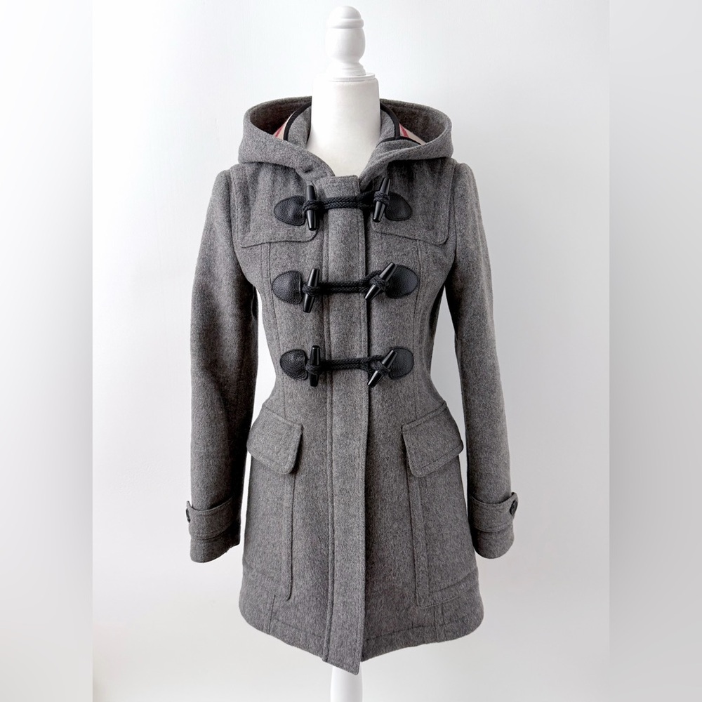 Burberry Charcoal Hooded Pea Coat